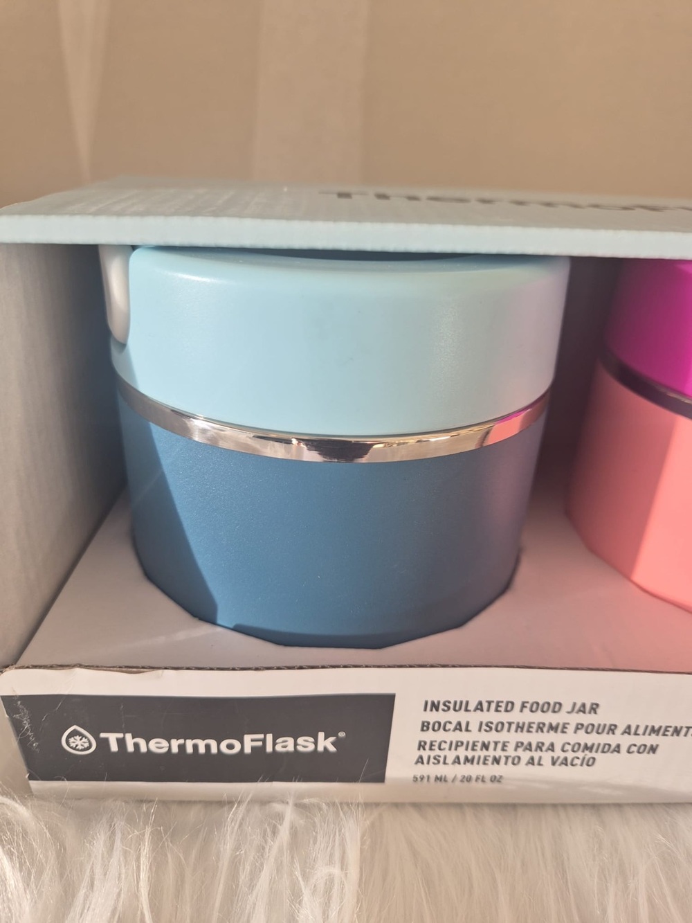 NEW ThermoFlask 20oz Insulated Food Jar (2-Pack) - Pink & Blue - Picture 6 of 6